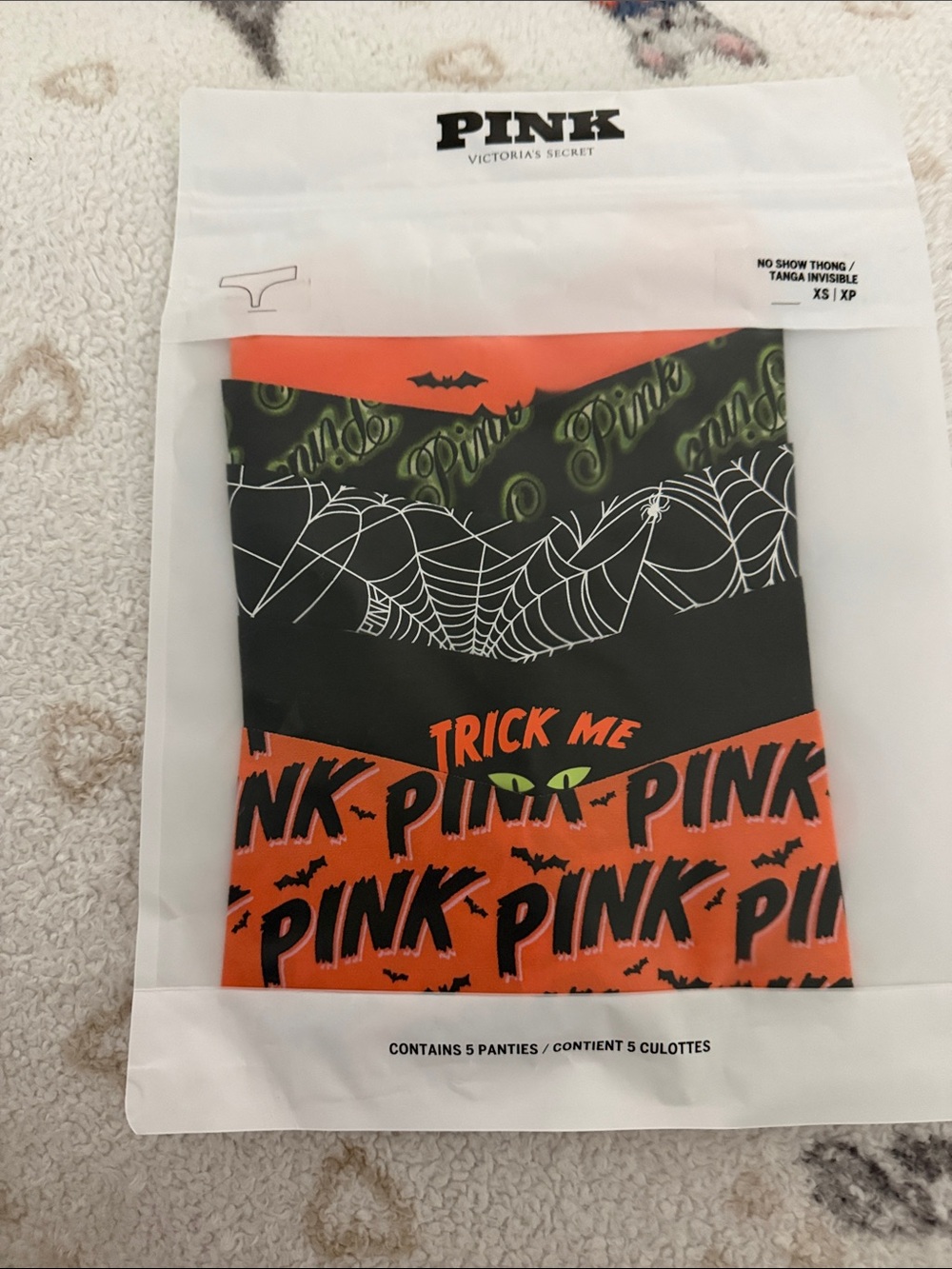 Victoria's Secret PINK 5 pack no show thong Halloween panties